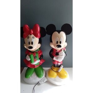 Vintage Disney Christmas Blow Mold‎ Mickey & Minnie Mouse Holiday Decor
